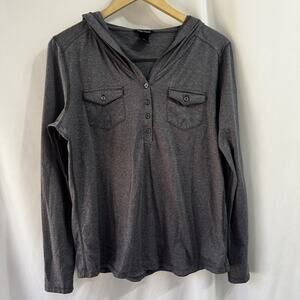 Marmot Laura Womens Hoodie Pullover Size Large 1/2 Button Henley Gray Outdoors